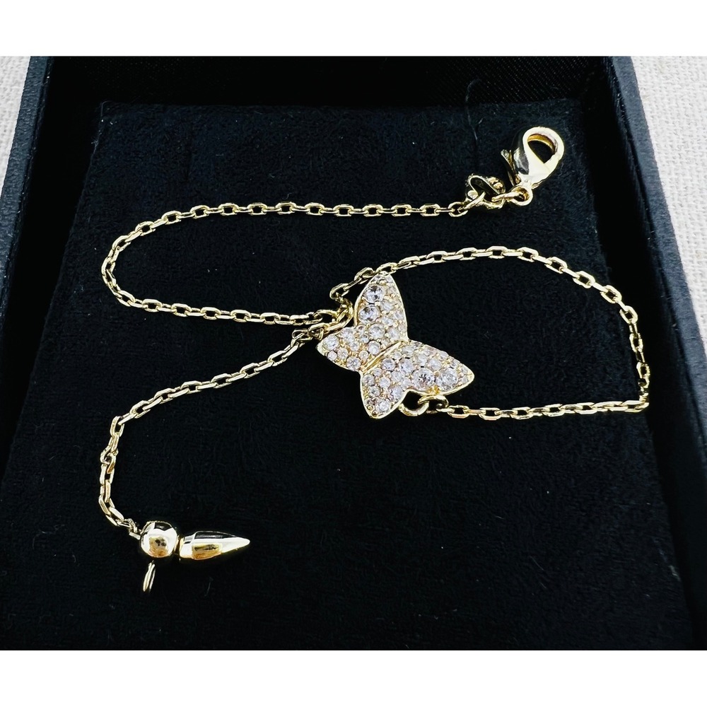 Kendra Scott Lillia Butterfly Gold Strand Bracelet Crystal Pave Adjustable
